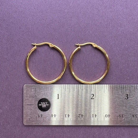 Ellie Vail Gold Medium Hoop Earrings - Picture 4 of 6